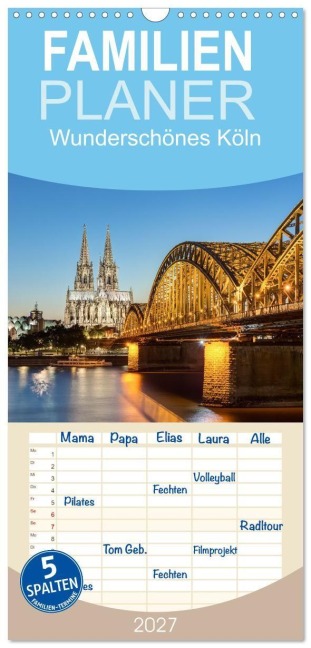 Familienplaner 2027 - Wunderschönes Köln mit 5 Spalten (Wandkalender, 21 x 45 cm) CALVENDO - Michael Valjak