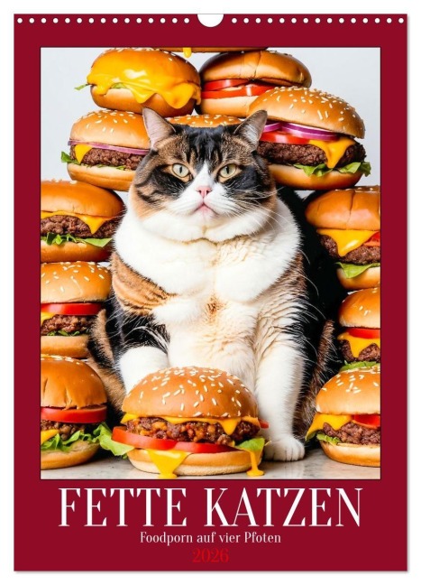 FETTE KATZEN - Foodporn auf vier Pfoten (Wandkalender 2026 DIN A3 hoch), CALVENDO Monatskalender - Mb Fotografie
