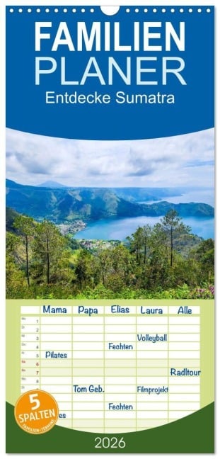 Familienplaner 2026 - Entdecke Sumatra mit 5 Spalten (Wandkalender, 21 x 45 cm) CALVENDO - Frank Baumert