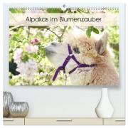 Cover-Bild zum Titel 'Alpakas im Blumenzauber (hochwertiger Premium Wandkalender 2026 DIN A2 quer), Kunstdruck in Hochglanz' von 'Heidi Rentschler'