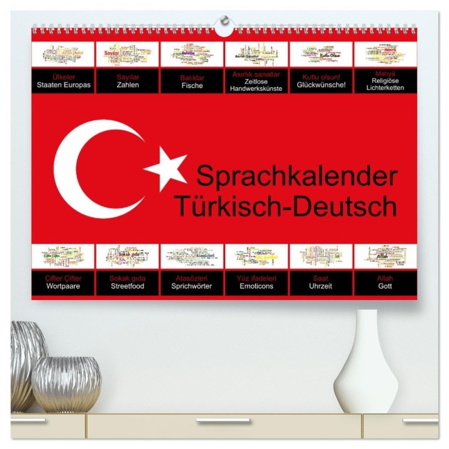 Sprachkalender Türkisch-Deutsch (hochwertiger Premium Wandkalender 2026 DIN A2 quer), Kunstdruck in Hochglanz - Claus Liepke