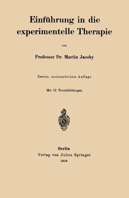 Einführung in die experimentelle Therapie - Martin Jacoby