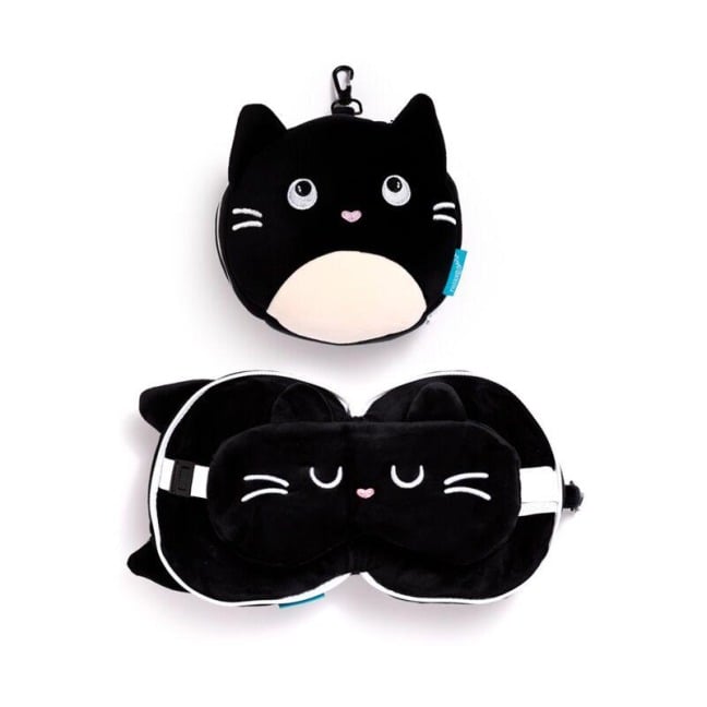 Relaxeazzz Plüsch Feline Fine Katze Reisekissen & Schlafmaske - 