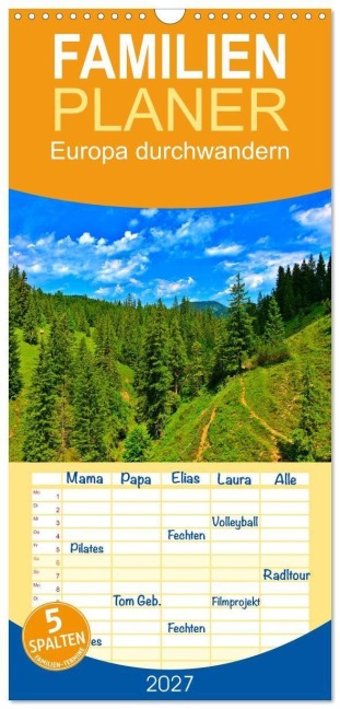 Familienplaner 2027 - Europa durchwandern mit 5 Spalten (Wandkalender, 21 x 45 cm) CALVENDO - Lost Plastron Pictures