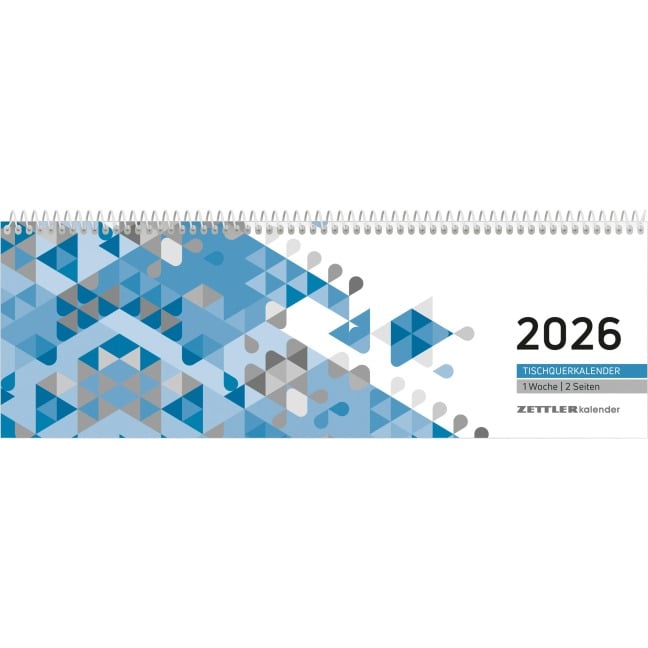 Tischquerkalender blau 2026 - 29,6x9,9 cm - 1 Woche auf 2 Seiten - Stundeneinteilung 7 - 19 Uhr - inkl. Jahresübersicht - Bürokalender - 116-0015 -  Tischquerkalender blau 2026 - 29,6x9,9 cm - 1 Woche auf 2 Seiten - Stundeneinteilung 7 - 19 Uhr - inkl. Jahresübersicht - Bürokalender - 116-0015 -