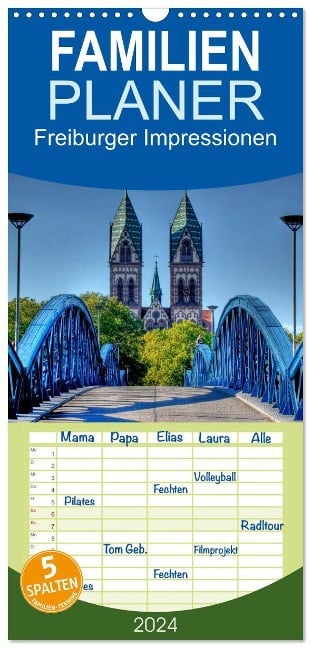 Familienplaner 2024 - Freiburger Impressionen mit 5 Spalten (Wandkalender, 21 x 45 cm) CALVENDO - Gregor Luschnat