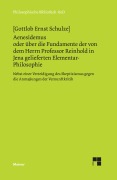 Cover-Bild zum Titel 'Aenesidemus oder über die Fundamente der von Herrn Professor Reinhold in Jena gelieferten Elementar-Philosophie' von 'Gottlob E Schultze'