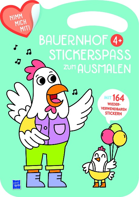 Bauernhof Stickerspaß zum Ausmalen 4+ (Cover blau, Henne) - 