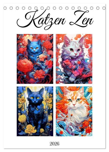 Katzen Zen (Tischkalender 2026 DIN A5 hoch), CALVENDO Monatskalender - Justyna Jaszke JBJart