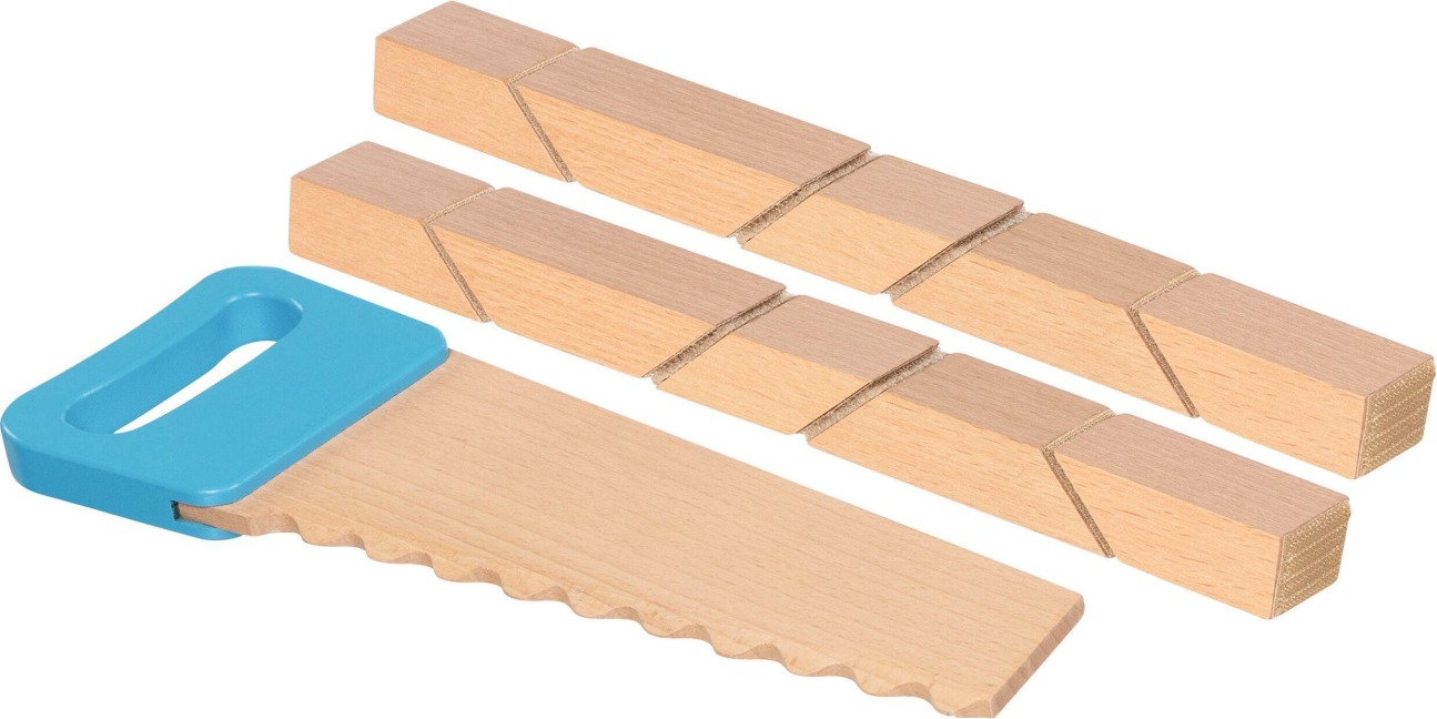Holzbausteine mit Klettverbindungen und Säge - 