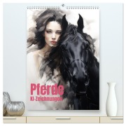 Cover-Bild zum Titel 'Pferde - KI-Zeichnungen (hochwertiger Premium Wandkalender 2026 DIN A2 hoch), Kunstdruck in Hochglanz' von 'Liselotte Brunner-Klaus'