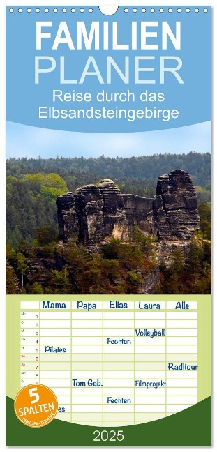 Familienplaner 2025 - Reise durch das Elbsandsteingebirge mit 5 Spalten (Wandkalender, 21 x 45 cm) CALVENDO - Veronika Rix