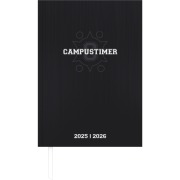 Campustimer Black - A5 Semester-Planer - Studenten-Kalender 2025/2026 - Notiz-Buch - schwarz - Weekly - Alpha Edition - 