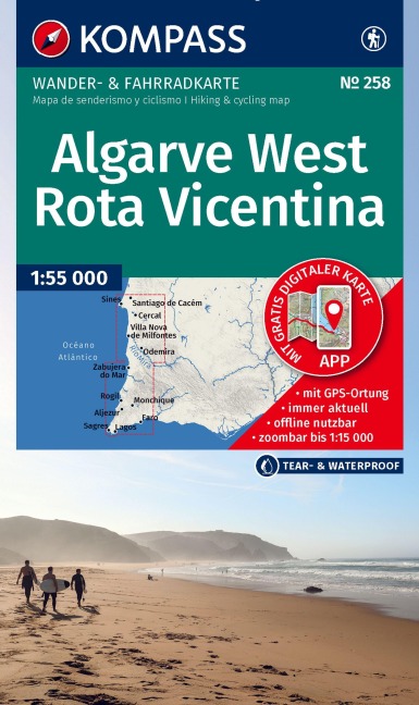KOMPASS Wanderkarte 258 Algarve West, Costa Vicentina - Fischerpfad 1:55.000 - 