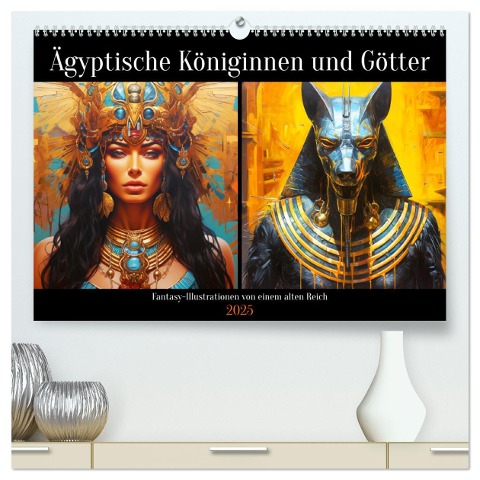 Ägyptische Königinnen und Götter. Fantasy-Illustrationen von einem alten Reich (hochwertiger Premium Wandkalender 2025 DIN A2 quer), Kunstdruck in Hochglanz - Rose Hurley