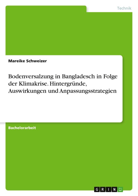 Bodenversalzung in Bangladesch in Folge der Klimakrise. Hintergründe, Auswirkungen und Anpassungsstrategien - Mareike Schweizer