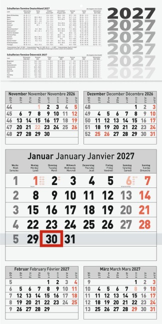BRUNNEN 1070281007 5-Monatskalender 2027 300×585 mm - 