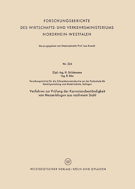 Verfahren zur Prüfung der Korrosionsbeständigkeit von Messerklingen aus rostfreiem Stahl - Hans Stüdemann