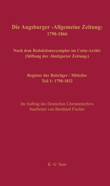 Register der Beiträger / Mitteiler - 