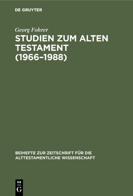 Studien zum Alten Testament (1966-1988) - Georg Fohrer