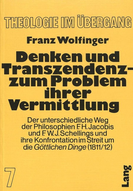 Denken und Transzendenz - Zum Problem ihrer Vermittlung - Franz Wolfinger
