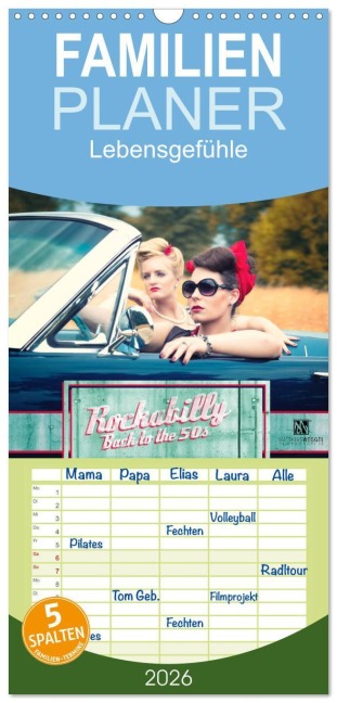 Familienplaner 2026 - Rockabilly - Back to the 50s mit 5 Spalten (Wandkalender, 21 x 45 cm) CALVENDO - Matthias Weggel