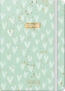 BRUNNEN Schülerkalender (2025/2026) "Hearts", 2 Seiten = 1 Woche, A5, 208 Seiten, Textil-Einband, mint - 