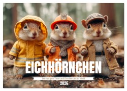 Cover-Bild zum Titel 'Eichhörnchen - Die lustigen Tiere und ihre Berufe im Wald (Wandkalender 2026 DIN A3 quer), CALVENDO Monatskalender' von 'Mb Fotografie'