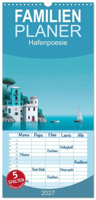 Familienplaner 2027 - Hafenpoesie mit 5 Spalten (Wandkalender, 21 x 45 cm) CALVENDO - Anne Seltmann