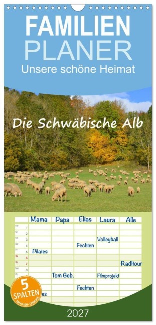 Familienplaner 2027 - Unsere schöne Heimat - Die Schwäbische Alb mit 5 Spalten (Wandkalender, 21 x 45 cm) CALVENDO - Gugigei