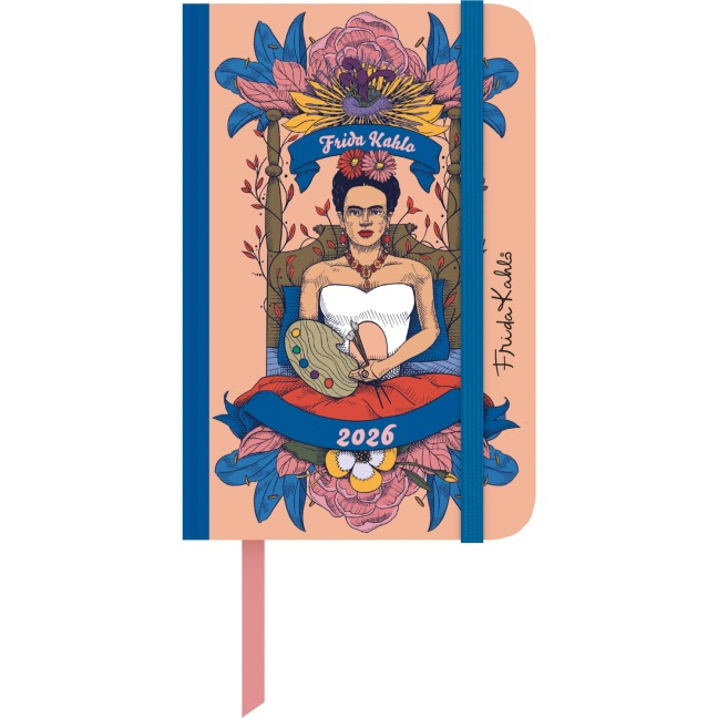 Frida Kahlo Wochen-Notizkalender klein 2026 - Taschen-Kalender 9x14 cm - mit Verschlussband & Falttasche - Weekly - 