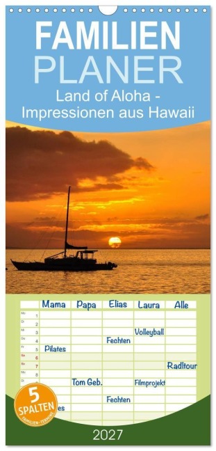 Familienplaner 2027 - Hawaii - Land of Aloha mit 5 Spalten (Wandkalender, 21 x 45 cm) CALVENDO - Uwe Bade
