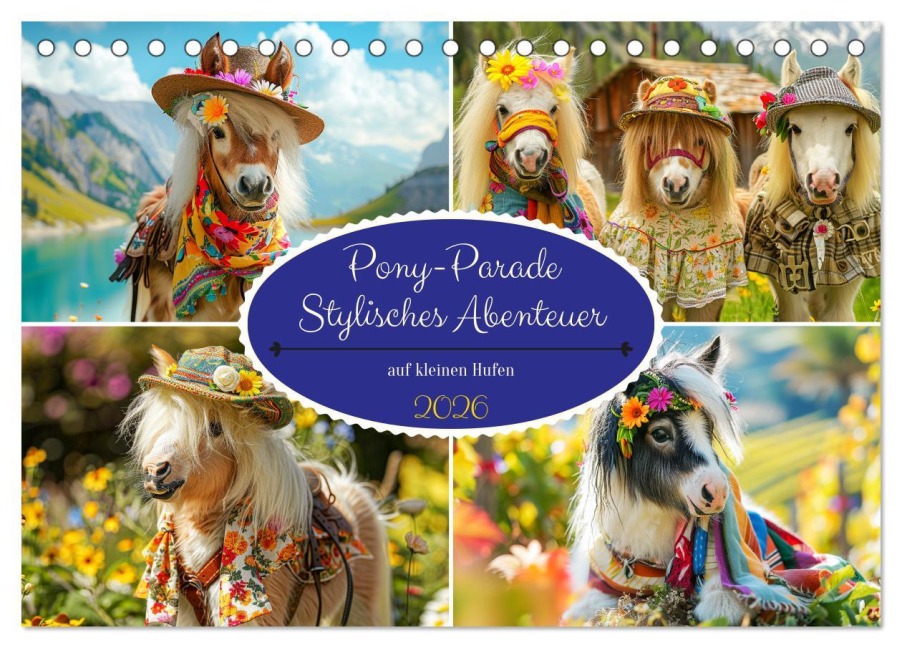 Pony-Parade. Stylisches Abenteuer auf kleinen Hufen (Tischkalender 2026 DIN A5 quer), CALVENDO Monatskalender - Rose Hurley