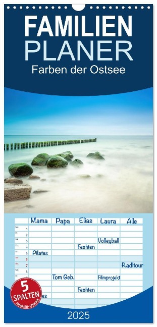 Familienplaner 2025 - Farben der Ostsee mit 5 Spalten (Wandkalender, 21 x 45 cm) CALVENDO - Margret Rath Photography