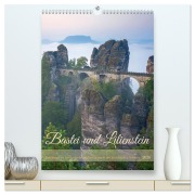 Cover-Bild zum Titel 'Bastei und Lilienstein - Unterwegs an zwei märchenhaften Orten in der Sächsischen Schweiz (hochwertiger Premium Wandkalender 2026 DIN A2 hoch), Kunstdruck in Hochglanz' von 'Thomas Bugdoll'