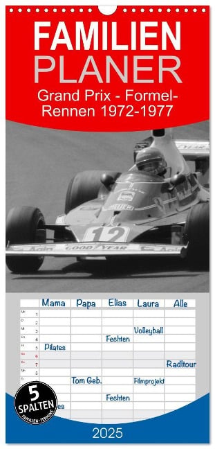 Familienplaner 2025 - Grand Prix - Formel-Rennen 1972-1977 mit 5 Spalten (Wandkalender, 21 x 45 cm) CALVENDO - Eike Winter