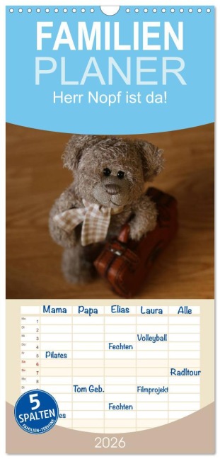 Familienplaner 2026 - Herr Nopf ist da! mit 5 Spalten (Wandkalender, 21 x 45 cm) CALVENDO - Michaela Kanthak