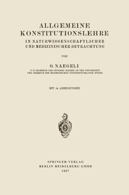 Allgemeine Konstitutionslehre - Otto Naegeli