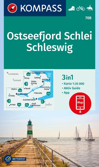 KOMPASS Wanderkarte 708 Ostseefjord Schlei, Schleswig 1:35.000 - 