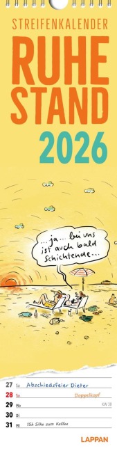 Ruhestand Streifenkalender 2026: Monatskalender für die Wand - 