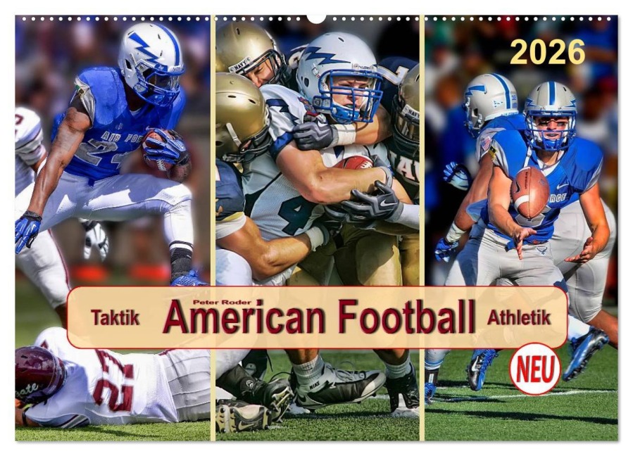 American Football - Taktik und Athletik (Wandkalender 2026 DIN A2 quer), CALVENDO Monatskalender - Peter Roder