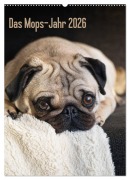 Cover-Bild zum Titel 'Das Mops-Jahr 2026 (Wandkalender 2026 DIN A2 hoch), CALVENDO Monatskalender' von 'Beate Zoellner'