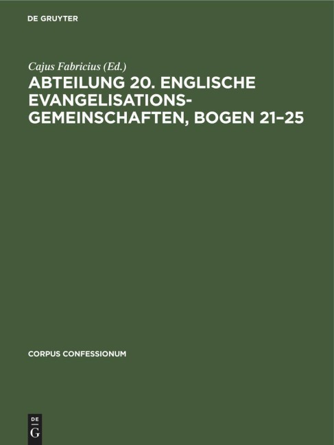 Abteilung 20. Englische Evangelisationsgemeinschaften, Bogen 21-25 - 