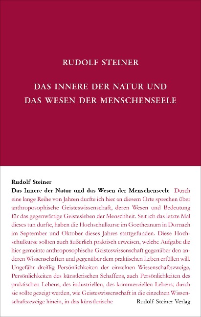 Das Innere der Natur und das Wesen der Menschenseele - Rudolf Steiner