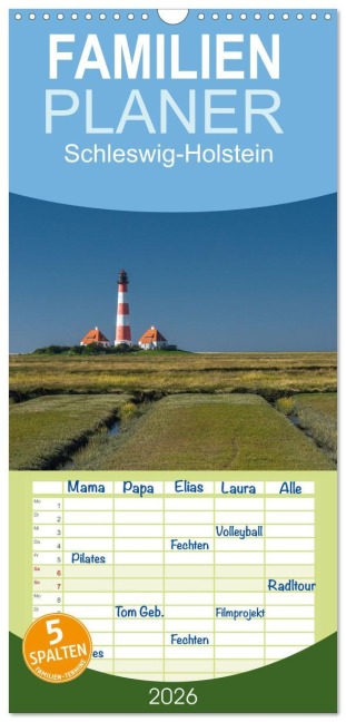 Familienplaner 2026 - Schleswig-Holstein mit 5 Spalten (Wandkalender, 21 x 45 cm) CALVENDO - Conny Pokorny