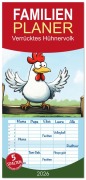 Cover-Bild zum Titel 'Familienplaner 2026 - Verrücktes Hühnervolk mit 5 Spalten (Wandkalender, 21 x 45 cm) CALVENDO' von 'Sabine Löwer'