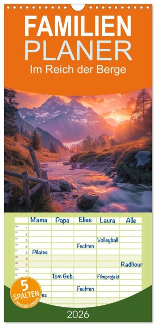 Familienplaner 2026 - Im Reich der Berge mit 5 Spalten (Wandkalender, 21 x 45 cm) CALVENDO - Steffen Gierok-Latniak