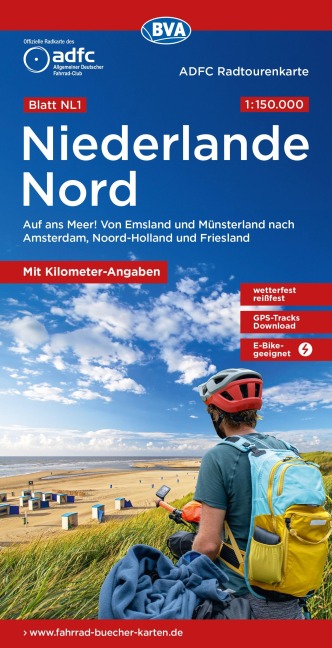 BVA ADFC Radtourenkarte Niederlande Nord, mit Knotenpunkten 1:150.000 - 