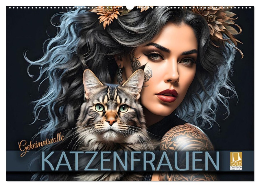 Geheimnisvolle Katzenfrauen (Wandkalender 2026 DIN A2 quer), CALVENDO Monatskalender - Renate Utz