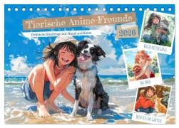 Cover-Bild zum Titel 'Tierische Anime-Freunde - Fröhliche Streifzüge mit Hund und Katze (Tischkalender 2026 DIN A5 quer), CALVENDO Monatskalender' von 'Anja Frost'